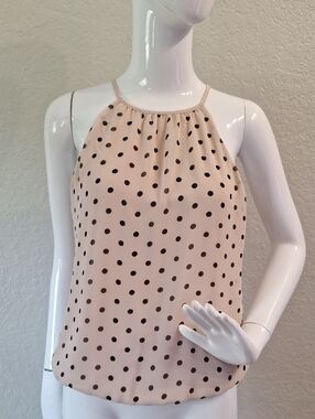 Express Cream Tan / brown Polka Dot Top